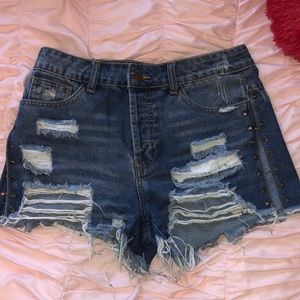 Denim Split Side Shorts